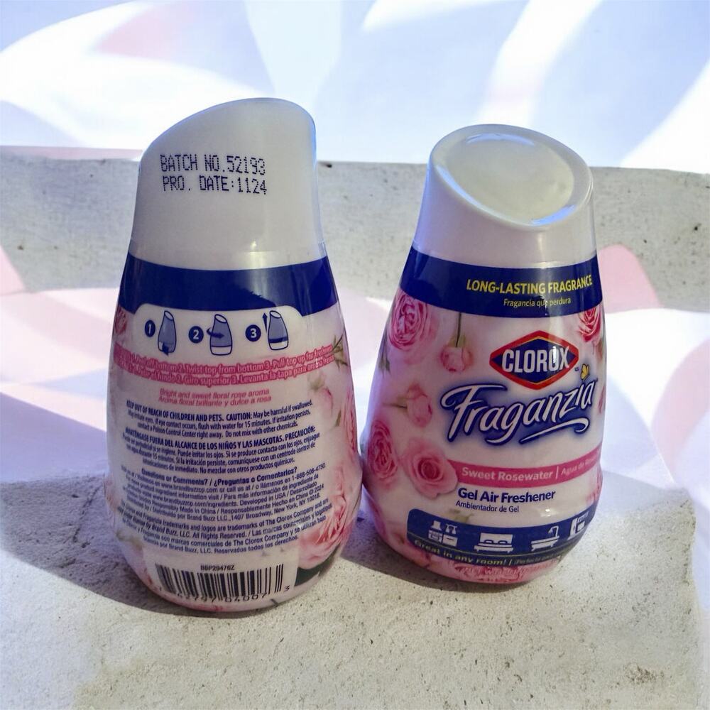 Clorox Fraganzia Sweet Rosewater Gel Air Freshener Long Lasting 2 Pac - Picture 2 of 5